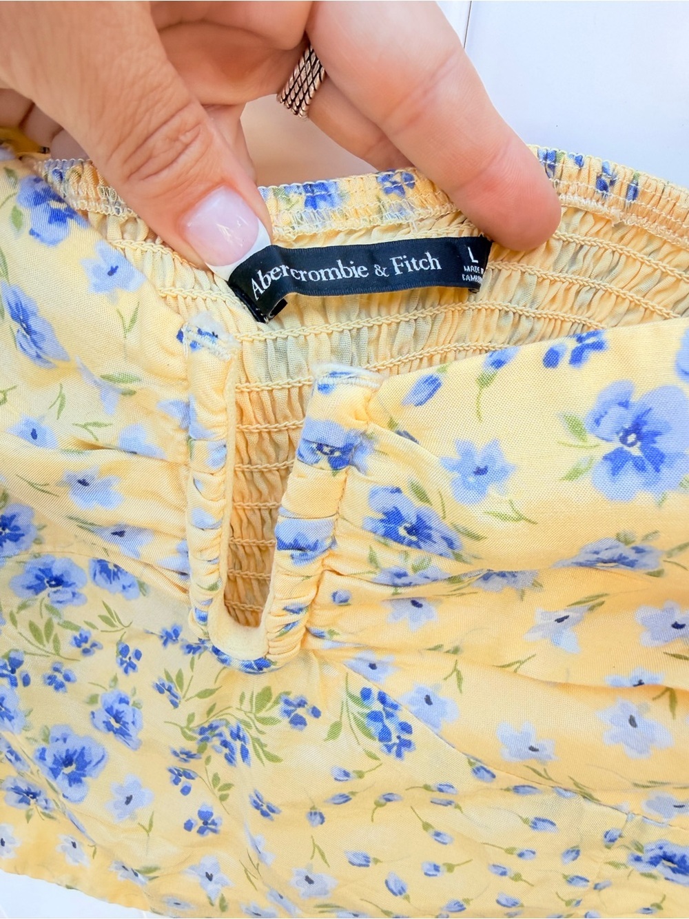 Abercrombie & Fitch Yellow Floral Puff-Sleeve Sweetheart Crop Top - Picture 4 of 4
